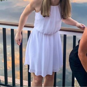 White high neck sleeveless dress